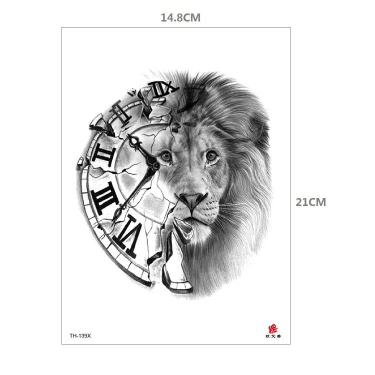 Tiger Tattoo Sticker Half Arm Lion Large Pattern Water Transfer Amazon Set
