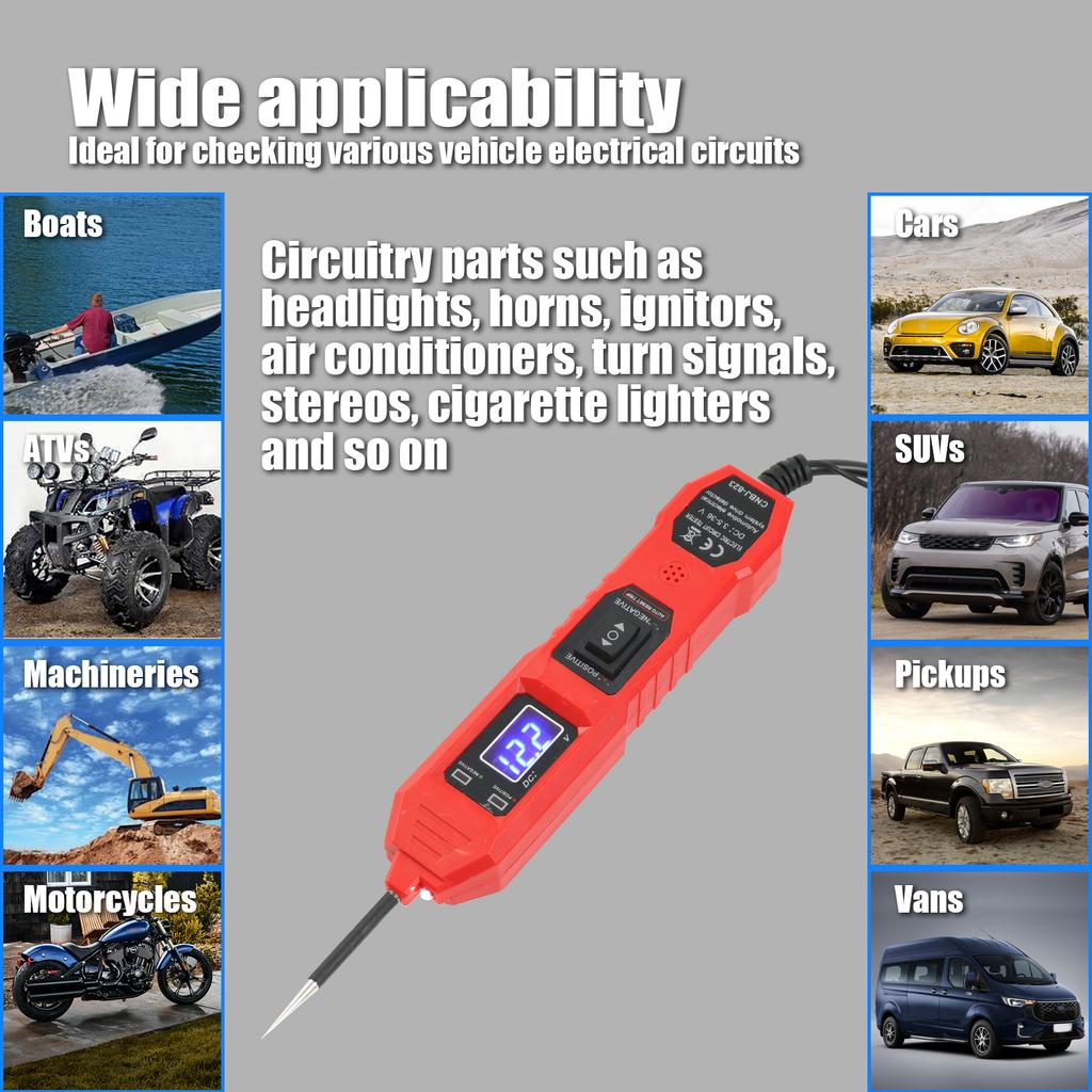 Universal 3.5-36V Automotive Circuit Tester Electrical System Tester Voltage Power Probe Kit Diagnostic Tool LED Digital Display