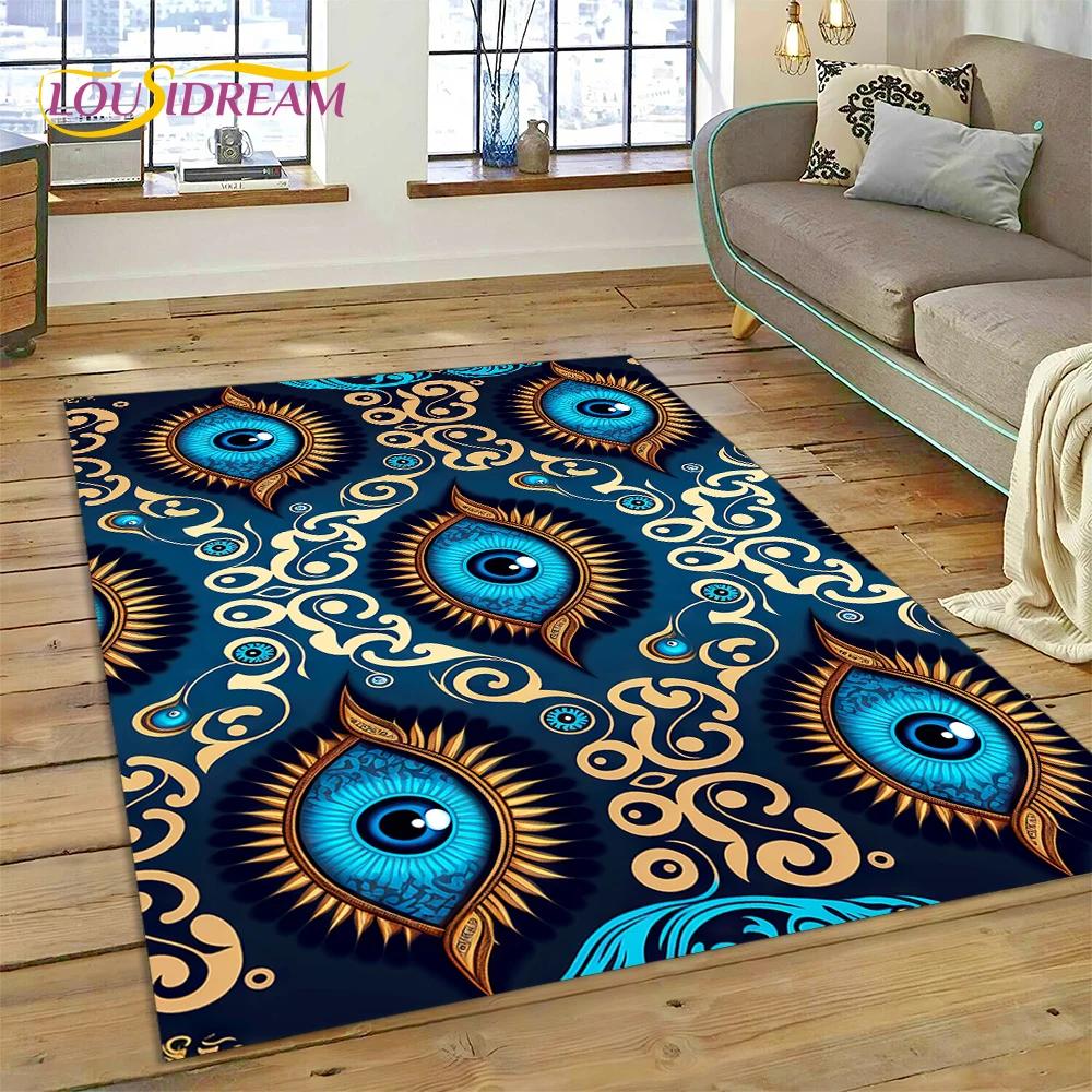 Evil Eye Turkey Blue Nazar Eye of Horus Rug Carpet for Living Room Bedroom Decor,Floor Mat Non-slip Decoration for Sofa Doormat
