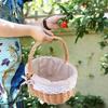 Willow Rattan Flower Girl Baskets Storage With Handle Flower Arrangement Basket  for Wedding