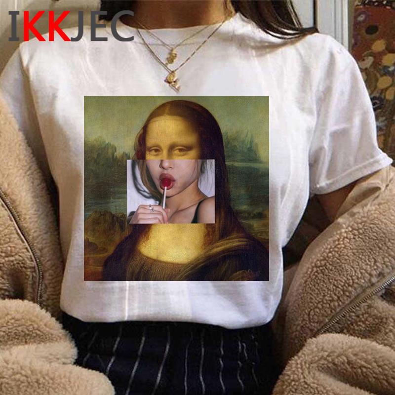 Vintage Aesthetic Mona Lisa Tshirt For Unisex Funny Cartoon Design Harajuku Graphic Fashion Ladies Streetwear Top