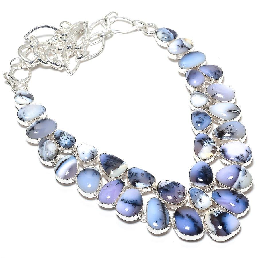 

Dendrite Opal Gemstone Handmade 925 Silver Jewelry Necklace 18 JCN484-134