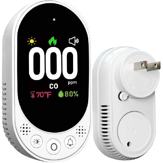 Carbon Monoxide Detector Plug in, Carbon Monoxide Detector Plug in Wall with Temp Humidity, Alarm Function with Clear LCD Display CO Detector for CO Detector-1 Pack