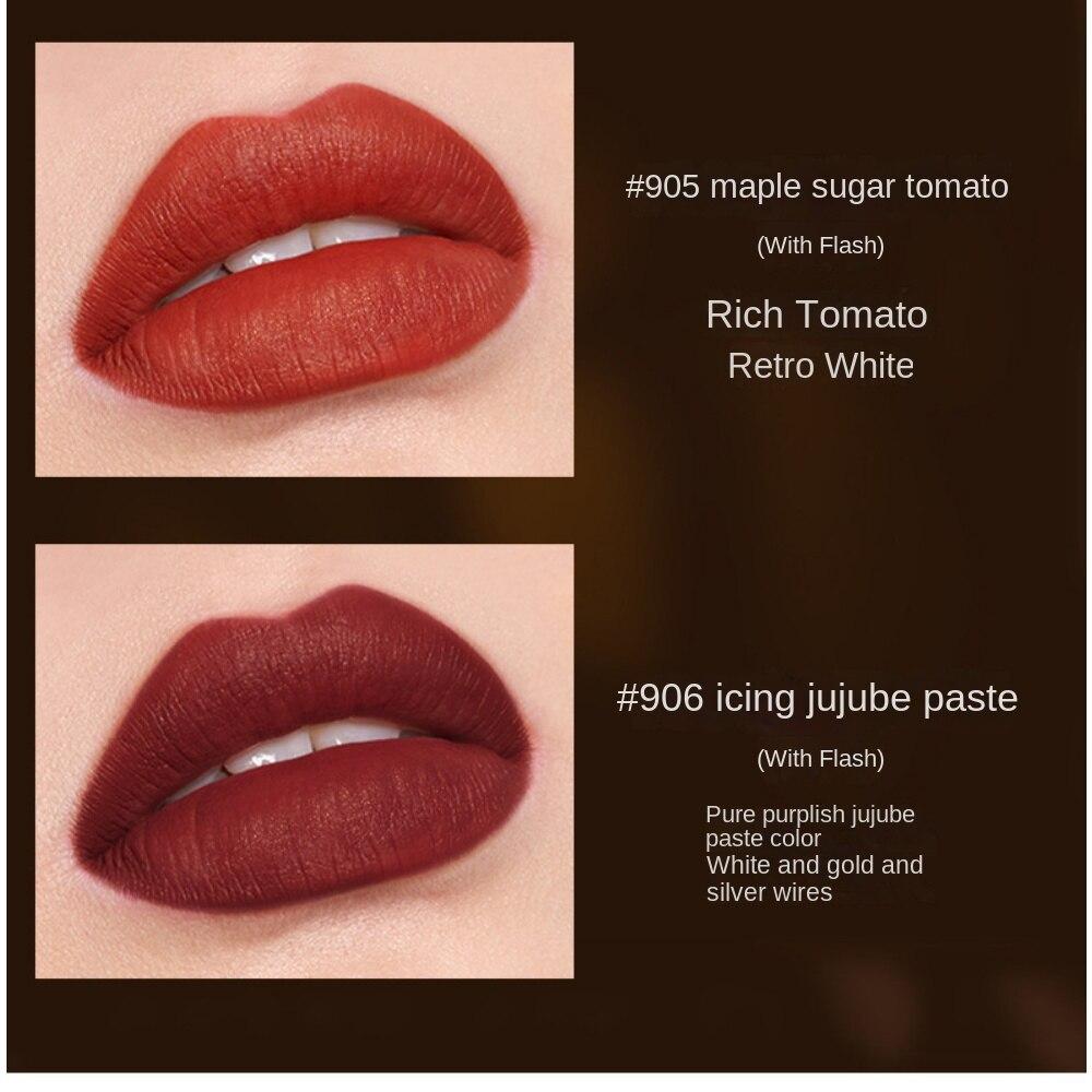 VIBELY Matte Amber Lip Glaze Non-Stick Lipstick Amber Leopard Lip Glaze
