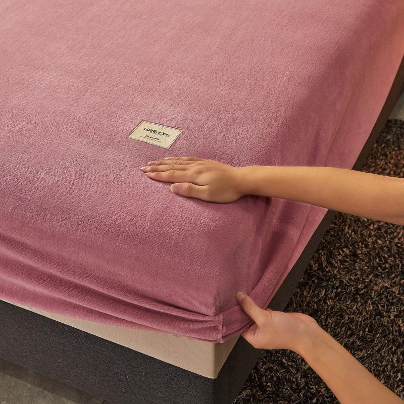 Winter Milk Fleece Fitted Sheet, Ultra Soft & Warm Mattress Protector Cover, Deep Pocket Non-Slip Bed Sheet