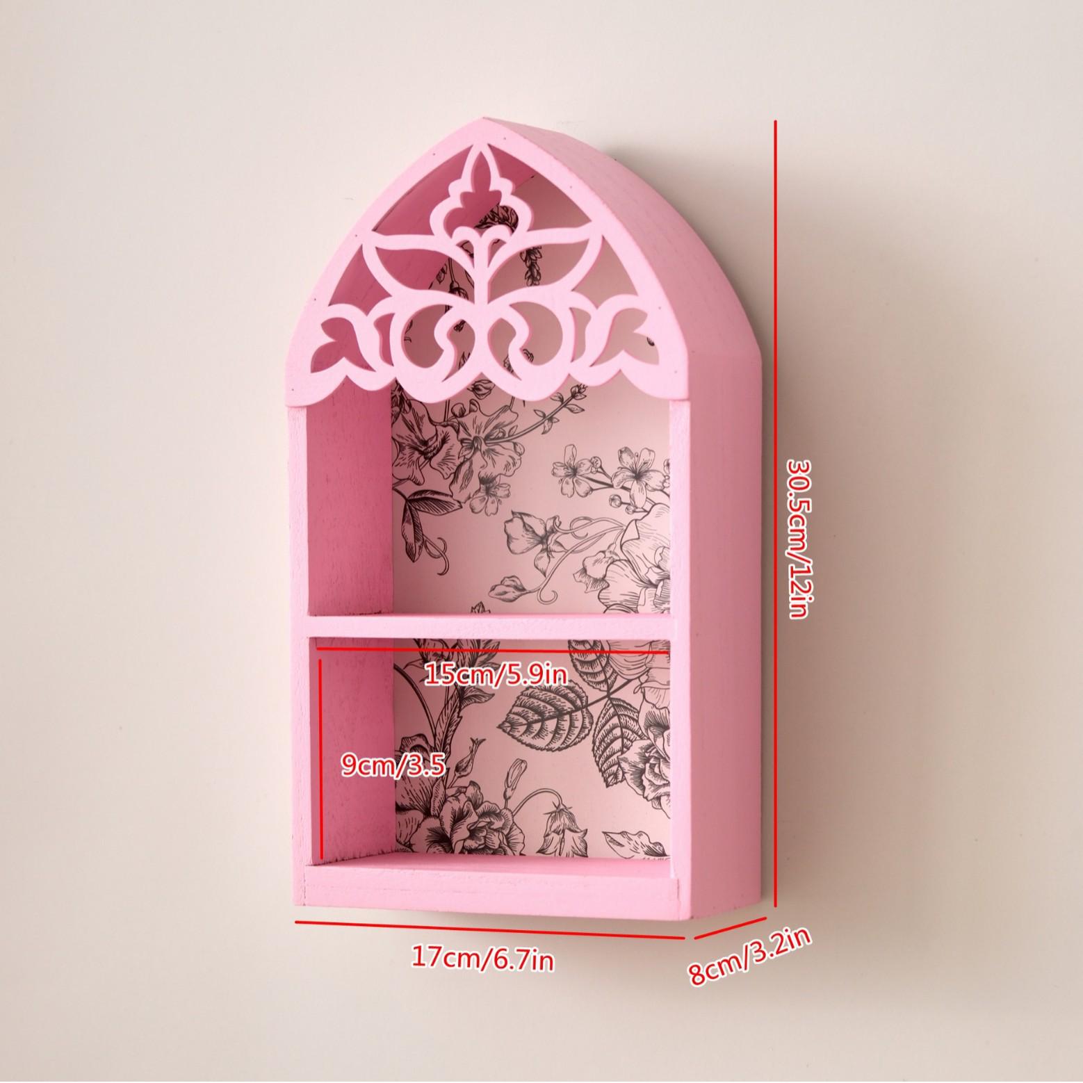 

Wooden Wall-Mounted Multi-Layer Lipstick and Perfume Organizer with Crystal Accents