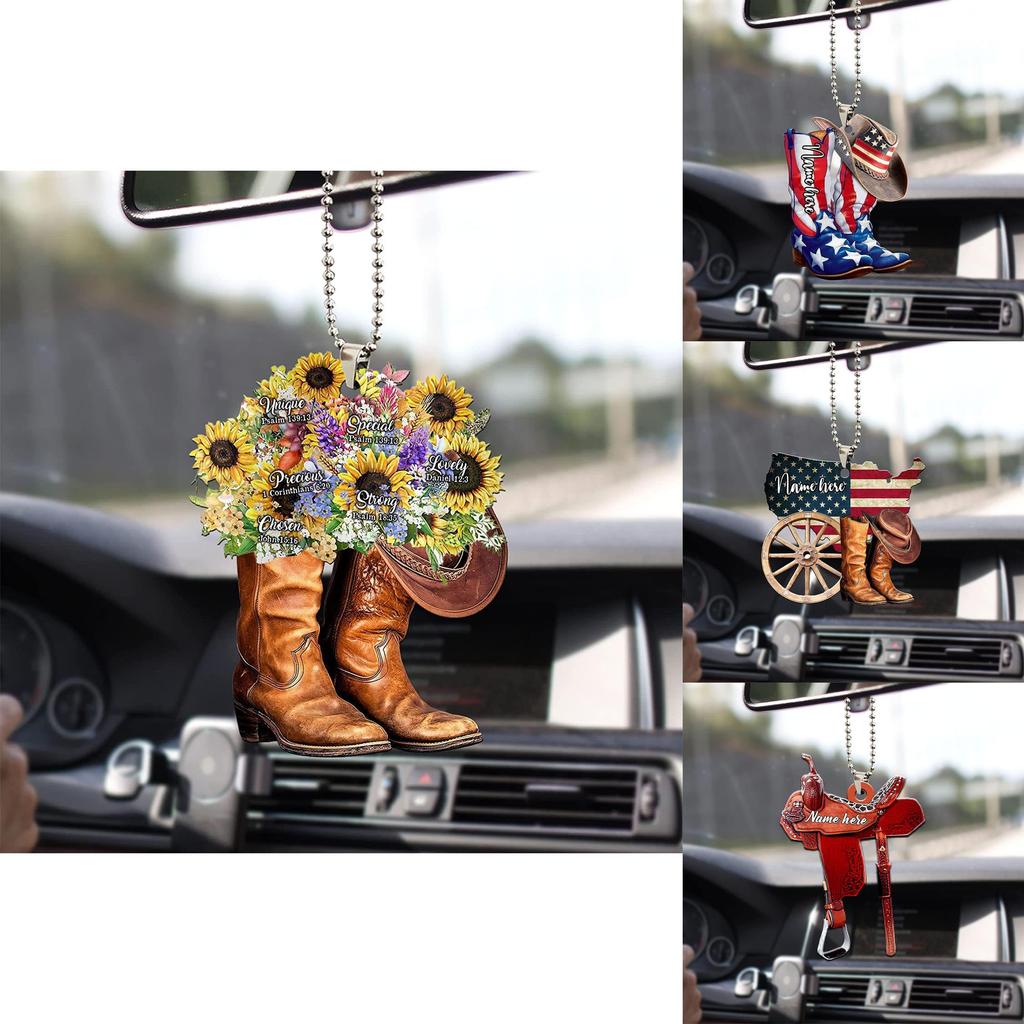 Wild West Floral Gift For Horse Lovers Vintage Cowboy Car Decoration Hanging Ornament