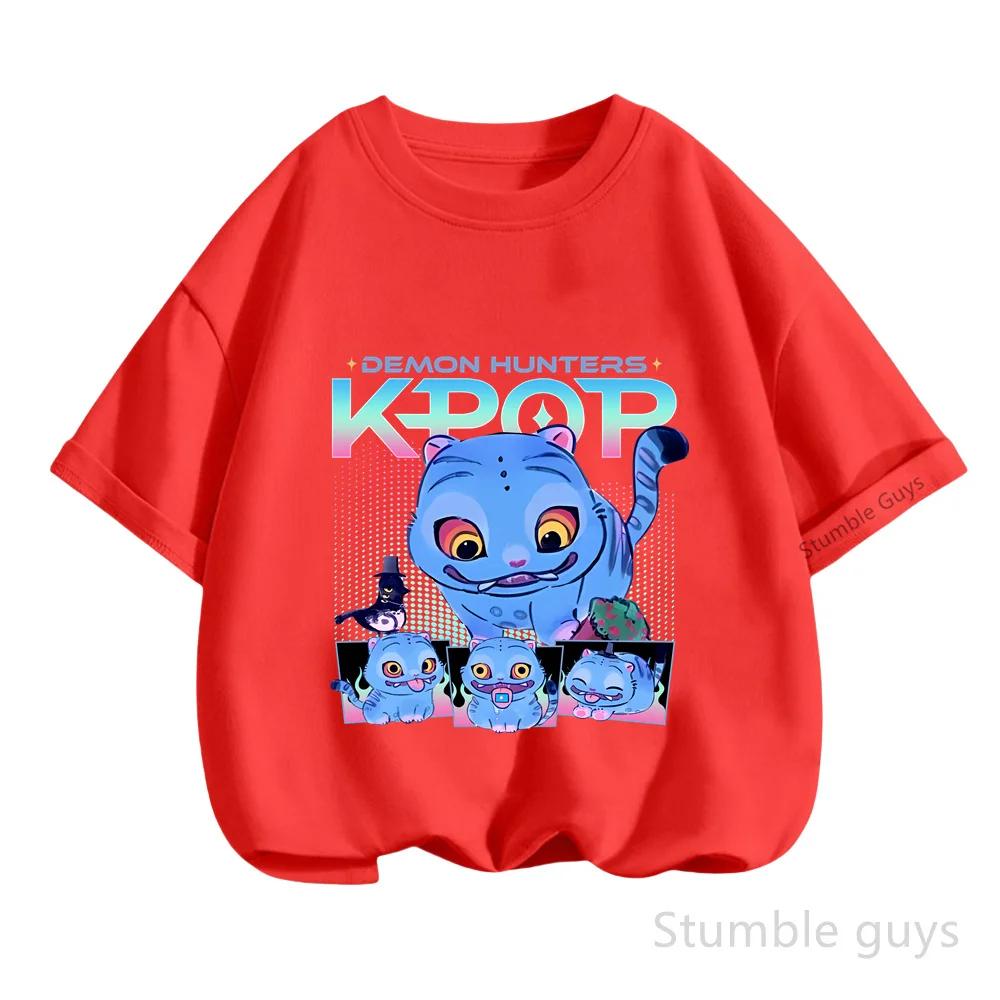 Kpop Demon Hunters T-Shirt Kids Short Sleeve Casual Fashion Summer Boys Girls Anime Clothes