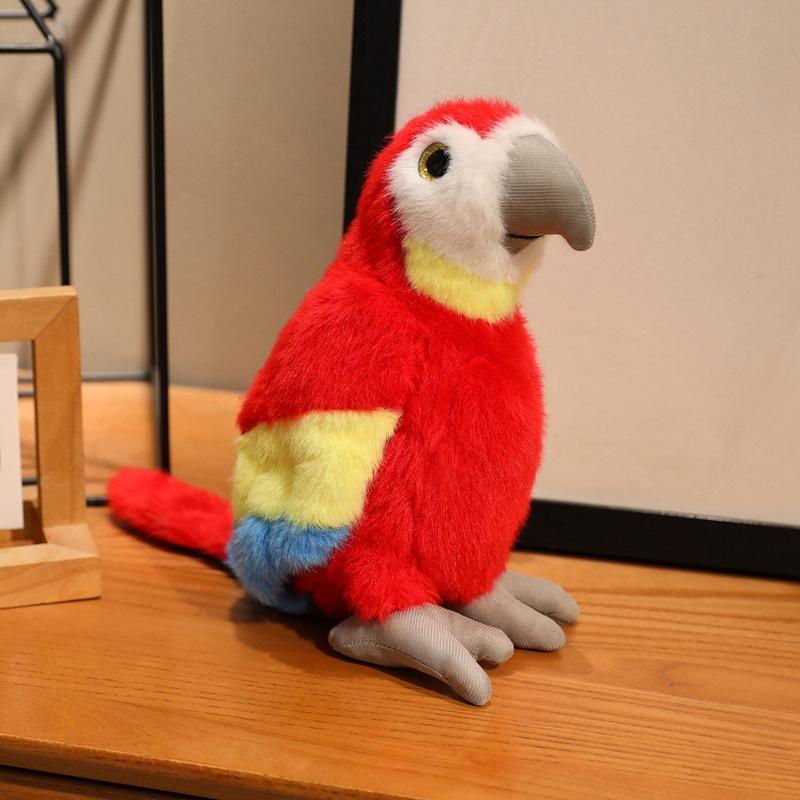 Simulation Red Parrot Doll Plush Toy Bird Doll Girl Bag Keychain Pendant Rag Doll