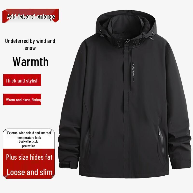 

Мужская зимняя куртка большого размера с капюшоном и флисовой подкладкой 3XL