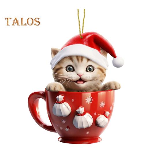 

Рождественский Кот Автомобильный Кулон 2D Акриловое Зеркало Заднего Вида Декоративное Украшение Рождественская Елка Украшение Подарок D