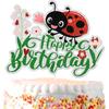 Ladybug Cake Toppers Insect Happy Birthday Decorations, Boys and Girls Birthday Party, Garden Party, Baby Shower, Bug Theme Party Decorations,