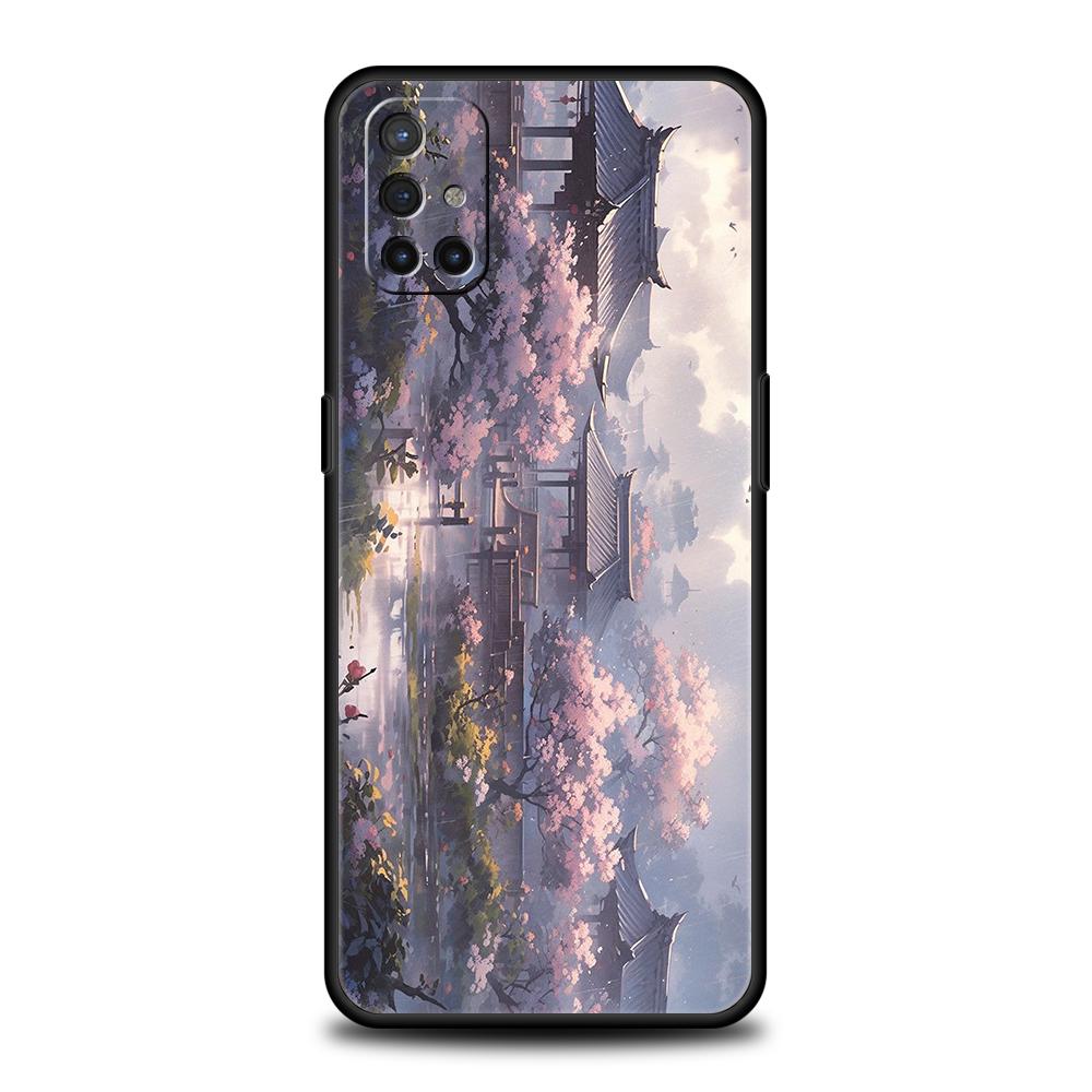 Phone Case For Oneplus 13R 12R 13 12 10T 10R Nord N100 N200 N10 10 9 9R 9RT CE 2 Z Pro Soft TPU Chinese Architecture Landscape