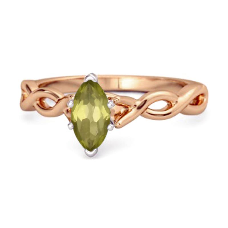 

Peridot Marquise Ring - Sterling Silver Rose Gold Vermeil 8 рожевий колір золота