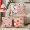 Christmas Cute Pink Pillow Covers Pattern Cushion Cover Suitable for Sofa Bedroom Car Pillow Cover