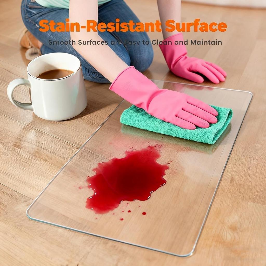 Transparent Chair Mat for Carpets 22 24 26 28 30 32 36 48 Clear PVC Floor Protector Mats, Non-Slip & Odorless Heavy Duty Office Chair Mat for Easy