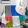 Multicolor Abstract Flannel Throw Blanket Geometric Mosaic Design Soft Cozy Fleece for Couch Bed Office and Travel All Season