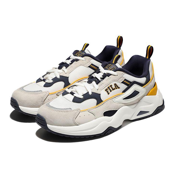 FILA Rayflide Fabric Synthetic Leather Fashion Versatile Low-Top Casual Shoes Unisex sneaker Blue Yellow 1RM02053E_444