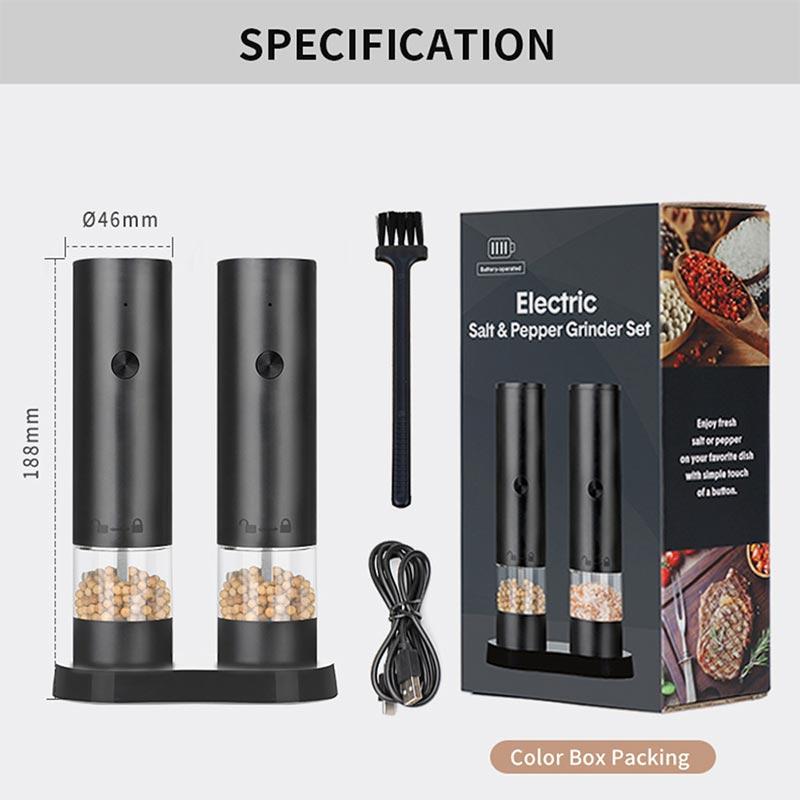 Electric Grinder USB Charging Electric Pepper Grinder With Base Simple Charging Pepper Mill with Double Support Sea Salt Grinder