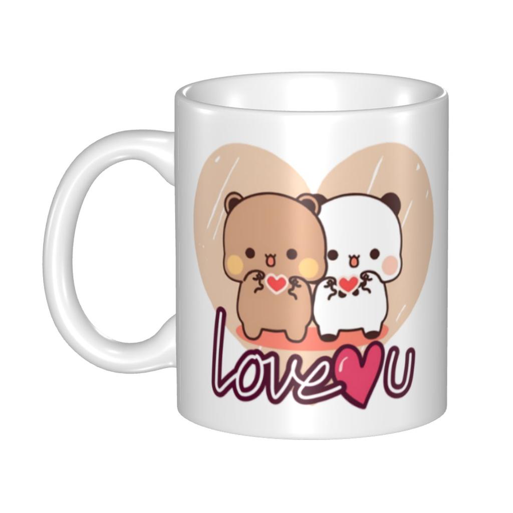 Panda And Brownie Coffee Mug DIY Personalized True Love BuBu DuDu Couple Ceramic Tea Milk Mug Cup