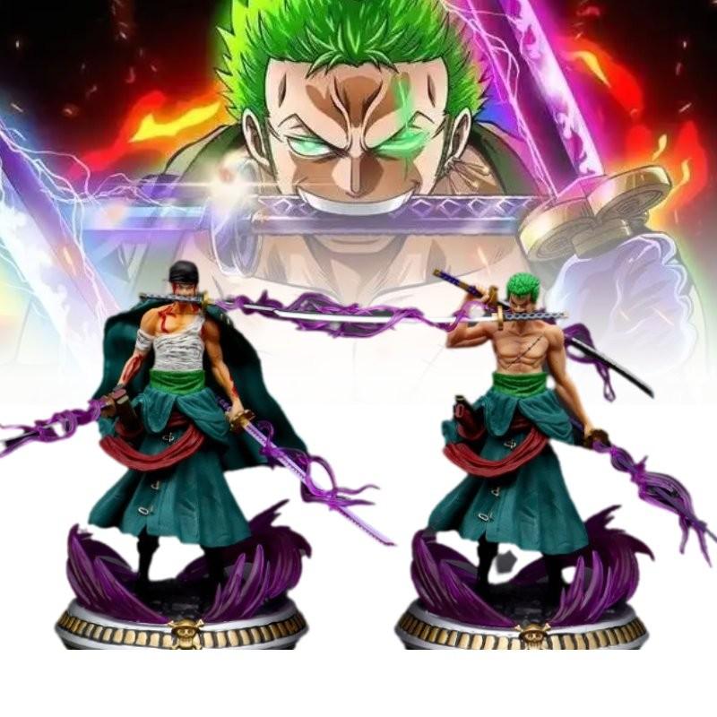 Exquisite Anime-PVC-Figur, handgefertigte Zoro-Tischdekoration im Dreischwert-Stil