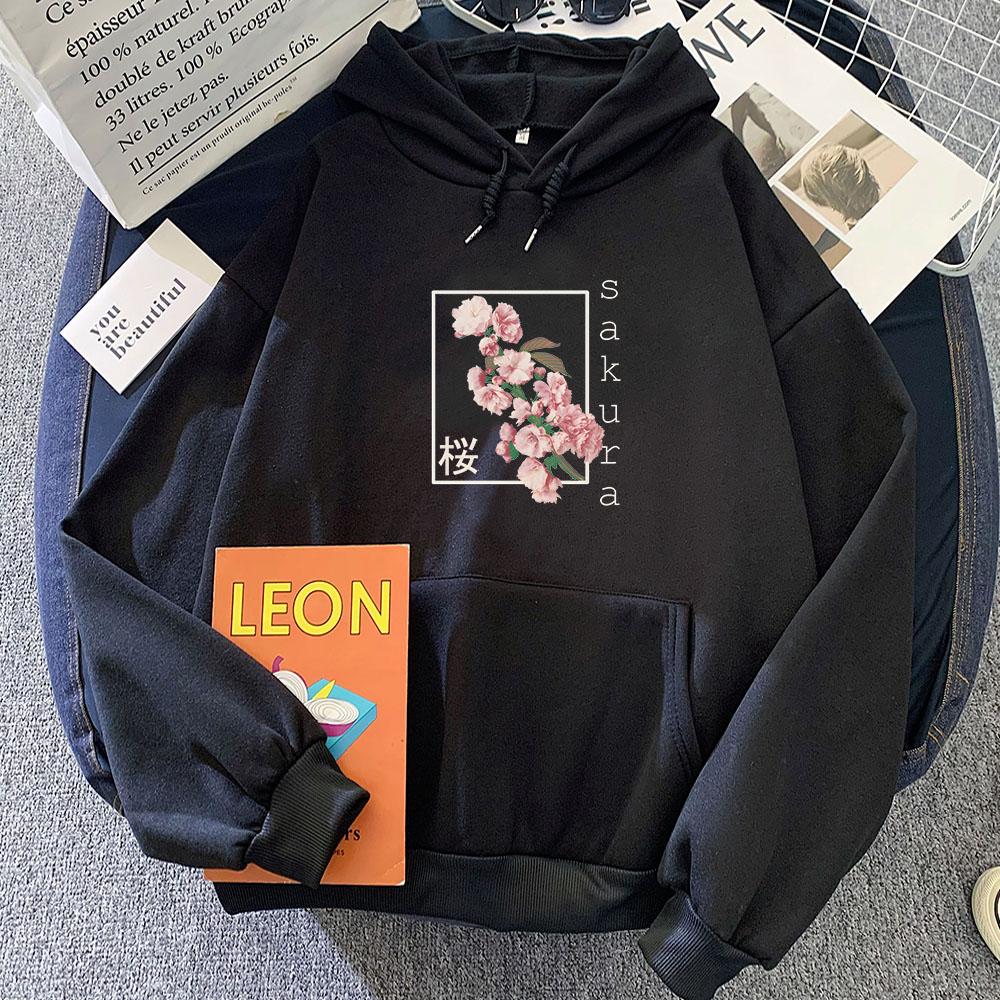Sakura Flower Japanese Tokyo Graphic Hoodies Funko Pop Casual Sweatshirt for Autumn Winter Aesthetic Clothing