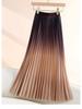Women's Gradient Pleated Midi Skirt: Classic A-Line Slimming Design for Spring & Summer
