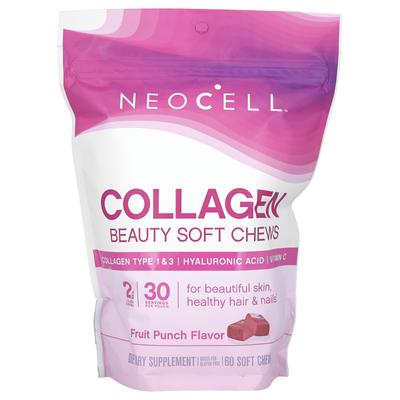 Collagen Beauty Soft Chews, Fruit Punch Flavor, 2g, 60 Soft Chews (1g Per Chew)