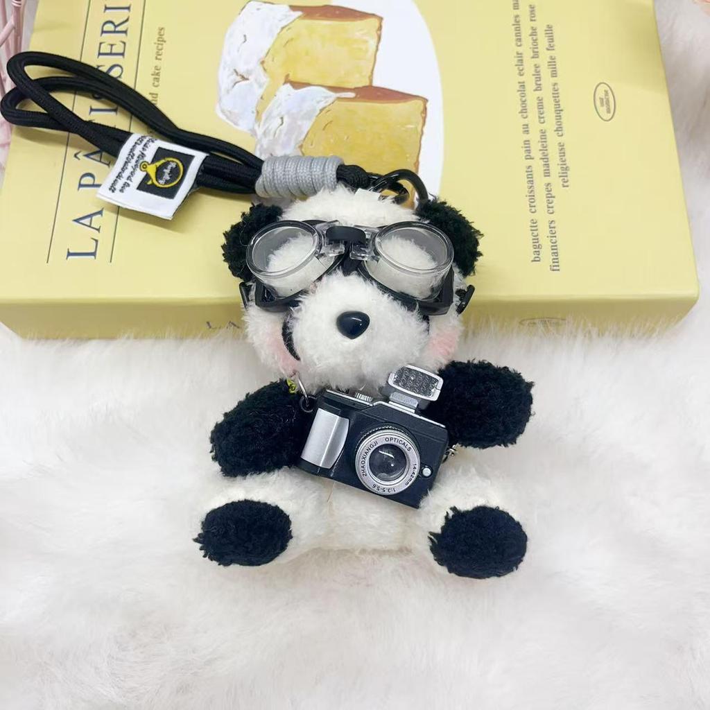 Kreativ Kamera Björn Hänge Plyschdocka Pilot Figur: Present till par Nyckelring Väskberlock
