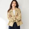 Elegant British Style Waist-Cinching Short Trench Coat