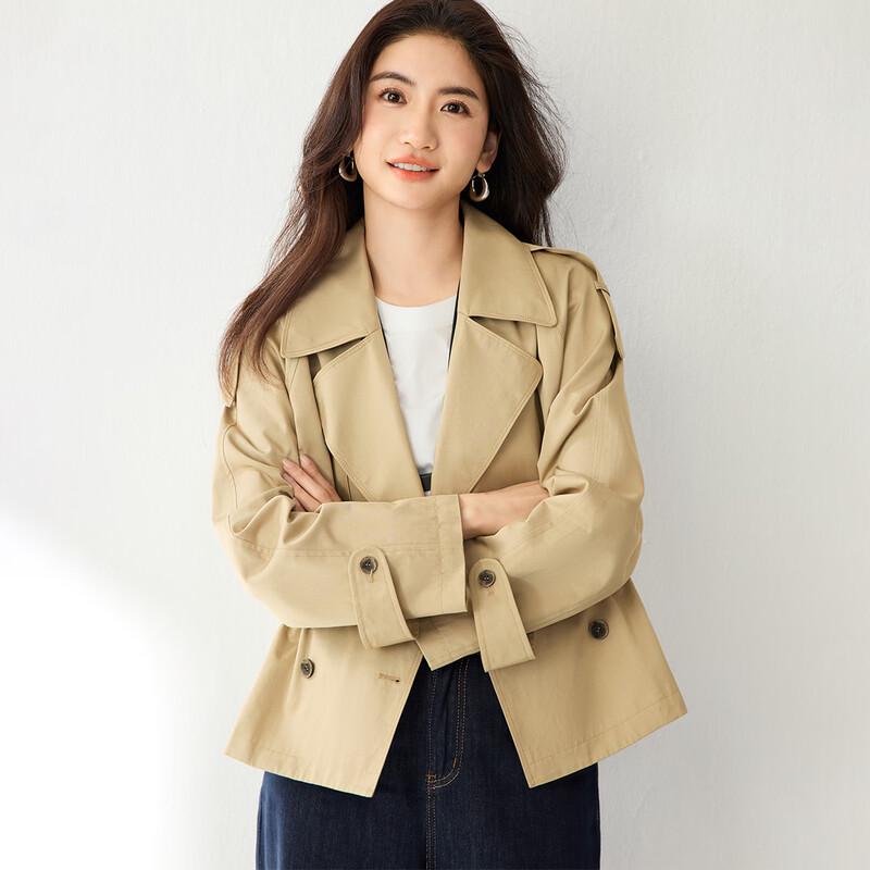 Elegant British Style Waist-Cinching Short Trench Coat