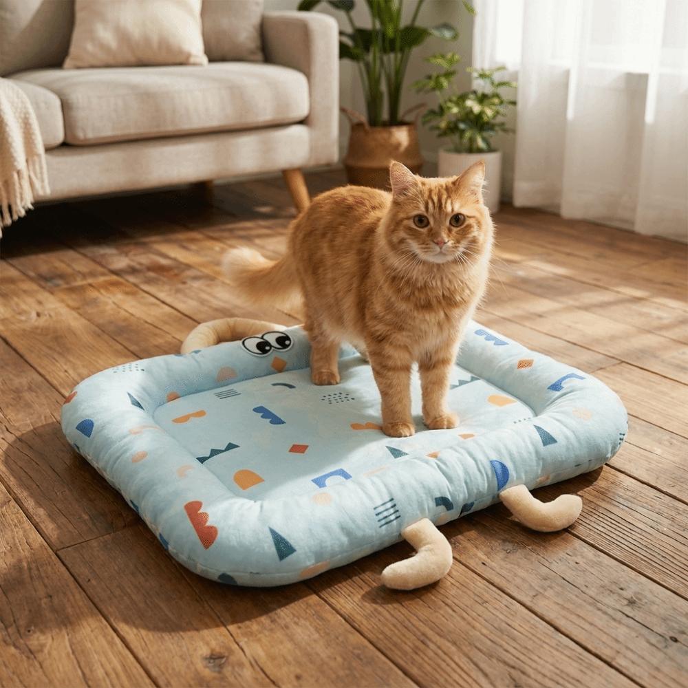 Cartoon Summer Dog Bed Nonslip Pet Cooling Nest Cute Ice Silk Cushion Pet Sleeping