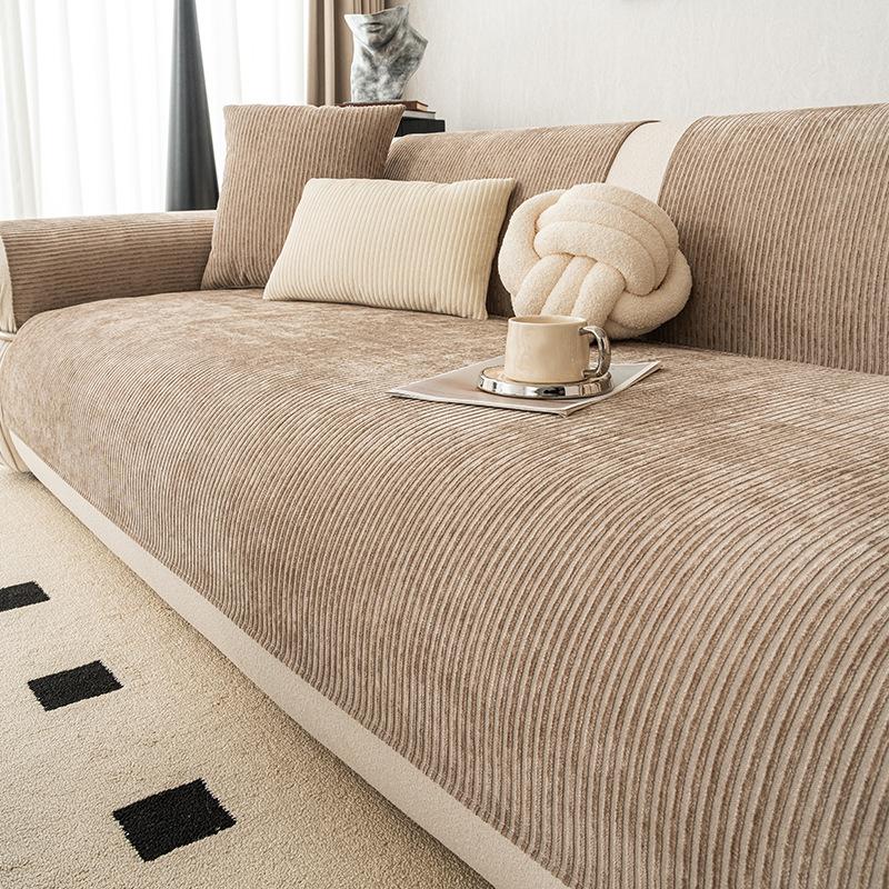 One Piece Anti Slip Sofa Cover Fabric Autumn And Winter Thick Straight Row Sofa Cushion Cover Soft And Breathable Machine Wash