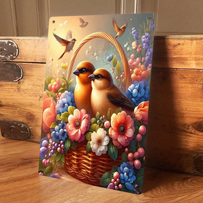 

1 piece of warm and inviting wrought iron floral and bird hanging ornament, a rustic-style home wall decoration, suitable for li (as the picture,20x30cm)