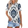 Women's Fashion Casual Lapel Short Sleeve Print Shirt Women's Button Up Tops