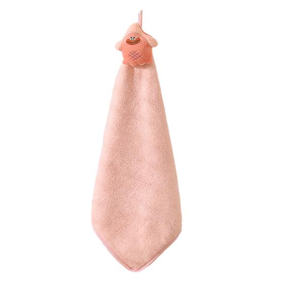 Cartoon Hand Towel Soft Coral Velvet with Lanyard Towel Highly 30*30cm розовый