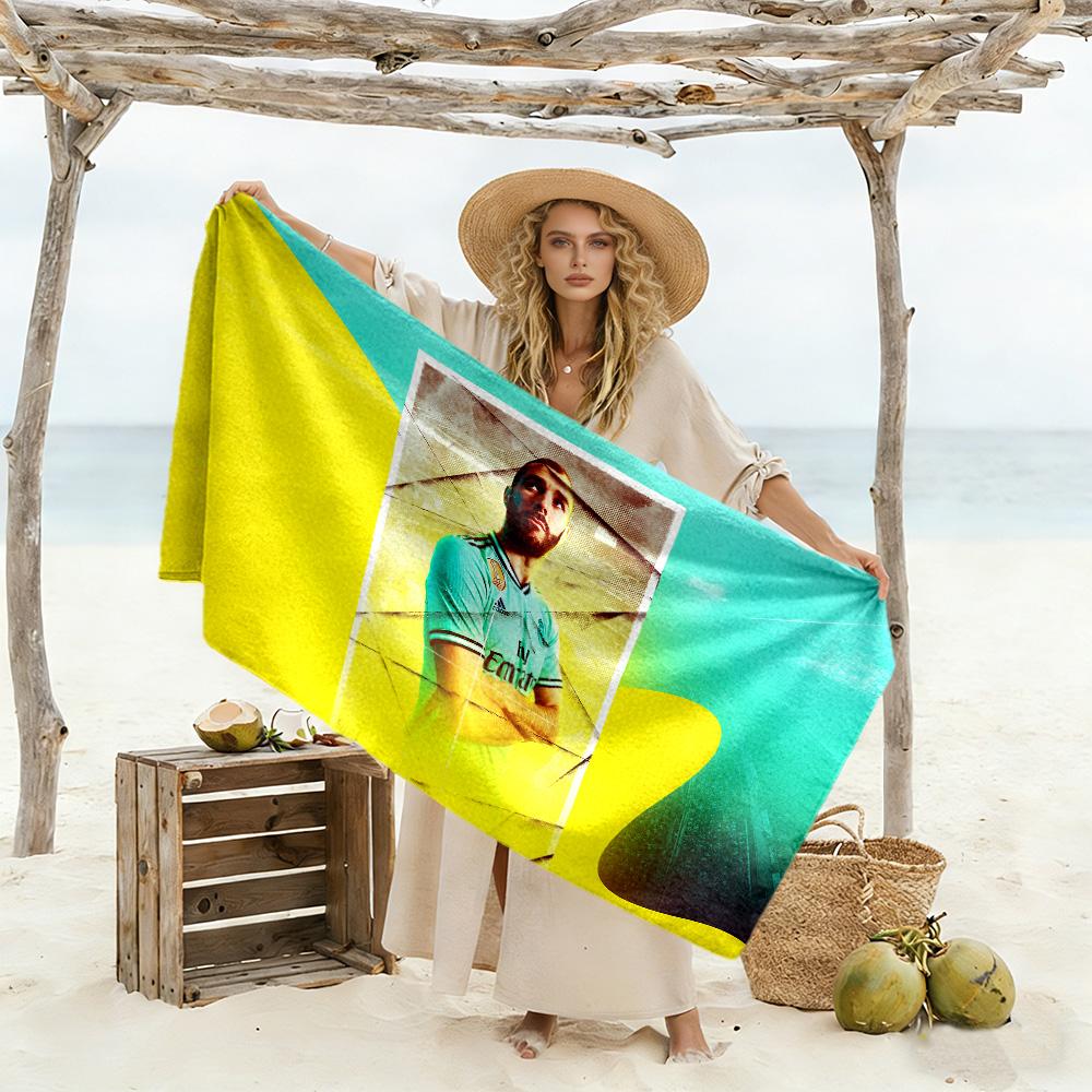 Football Player Action Beach Towel High Absorbency & Quick-Dry Comfortable Lightweight