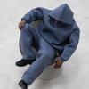 2 Piece Set Fashion Casual Solid Hooded Pullover Straight Pants Tracksuit for Male Loose Hoodies Sweatshirt Wide Leg Sweatpants