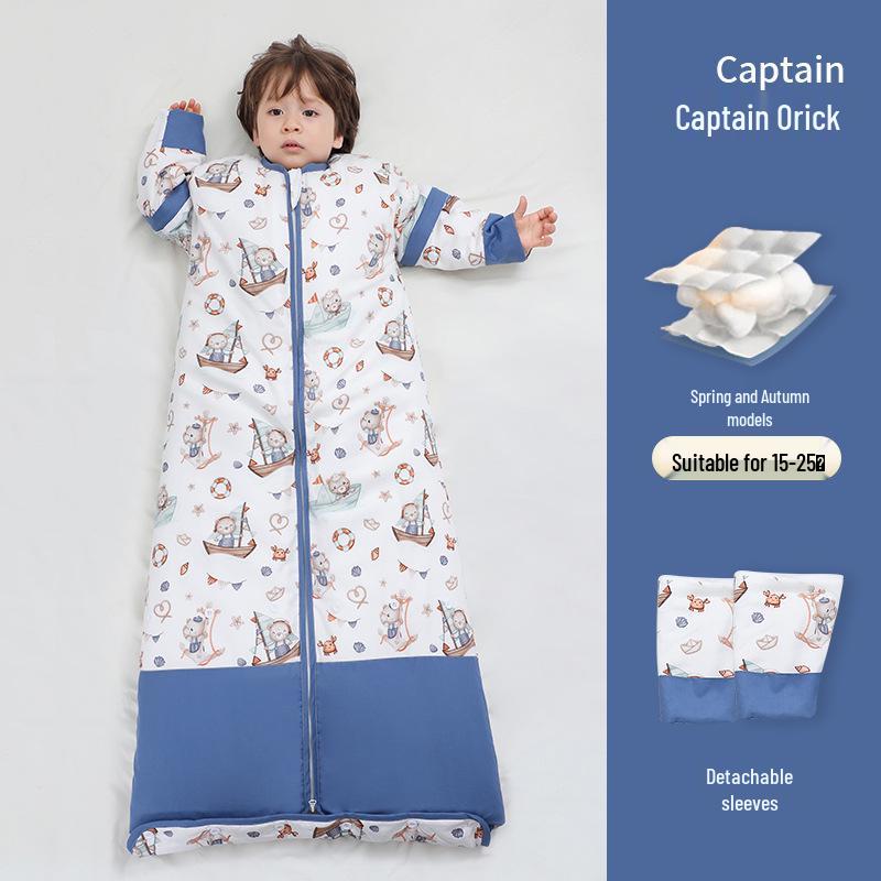 Adjustable Thickened Anti-Kick All-Cotton Baby Sleeping Bag for All Seasons