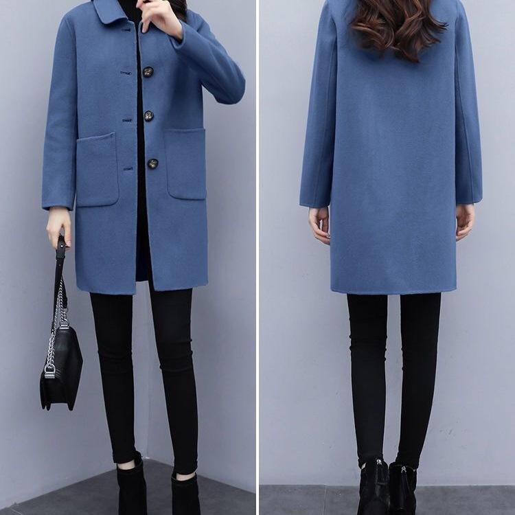 Woolen Coat Women's Mid-length Autumn and Winter New Korean Style Loose Large Size Women's Slimming and Age-reducing Woolen Coat