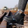 Fashion Men Work Safety Shoes Anti Smashing Waterproof Genuine Leather Welding Shoes Indestructible Nail Proof Boot