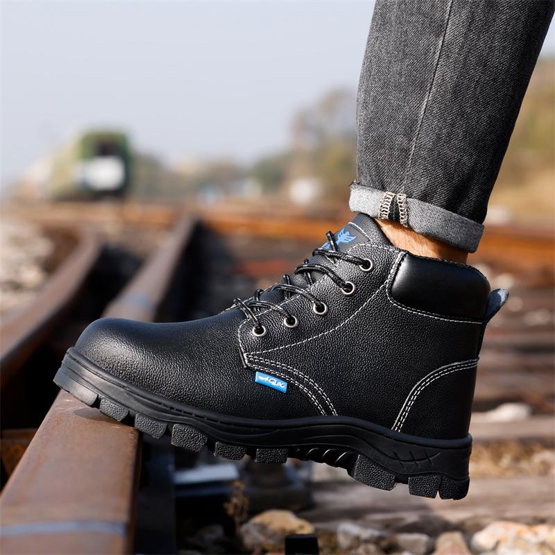 Fashion Men Work Safety Shoes Anti Smashing Waterproof Genuine Leather Welding Shoes Indestructible Nail Proof Boot