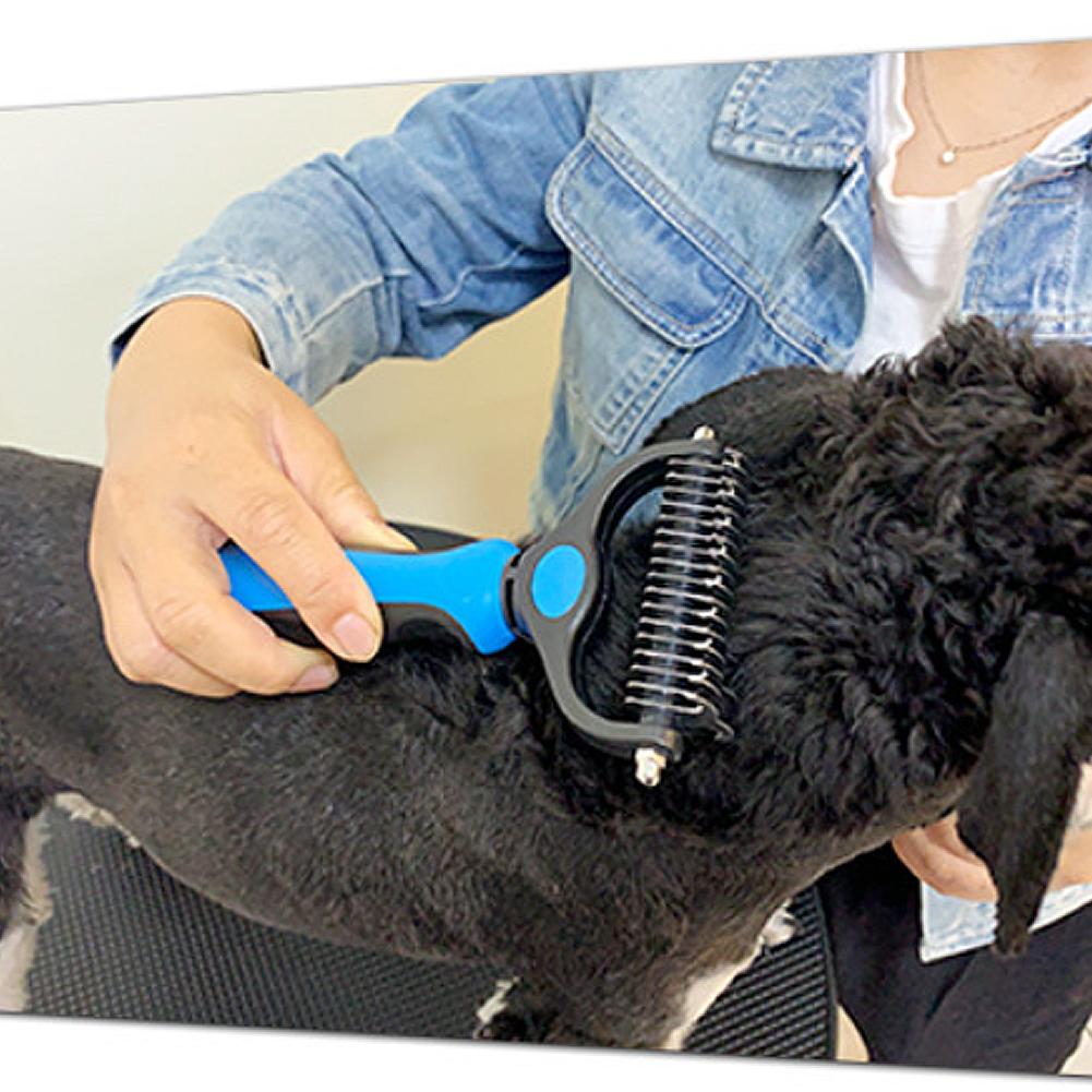 Pet Hair Remover Comb Double Sides Blades Fur Dematting Trimmer Deshedding Brush Pet Dog Grooming Brushes Dog Bath Brush