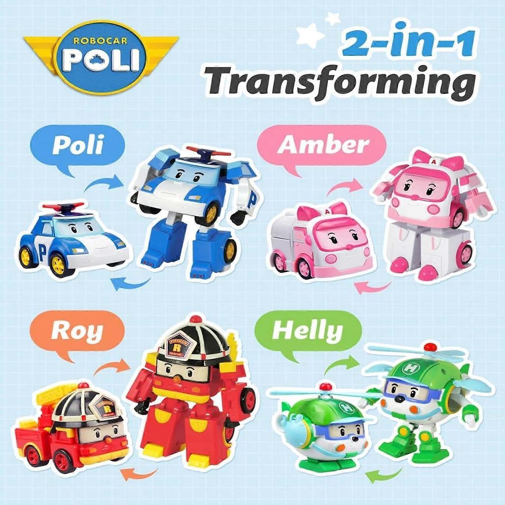 Robocar Poli Transforming Robot, Helly 4" Transformable Helicopter Action Toy Figure Vehicles, Emergency Vehicle Playset, Holiday Birthday Rescue Car 