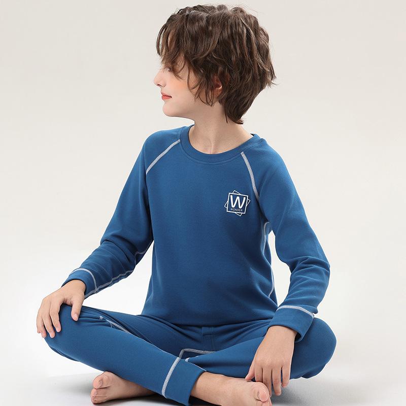 Boys' German Velvet Thermal Underwear Set with Fleece Lining for Teens & Big Kids - Autumn/Winter