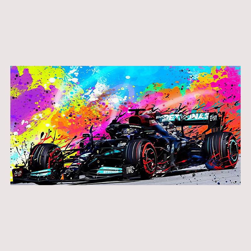 

Современная популярная красочная картина на холсте, гоночный автомобиль, настенное искусство, граффити-постеры, картина для гостиной, домашний декор 50x100cm