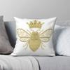 Mooi Gouden Koninginbij Kussensloop Polyester Linnen Fluweel Bedrukt Rits Kussenhoes Bank Zitkussenhoes 45X45