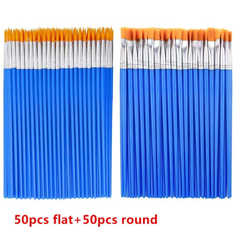 Boyama Fırçaları Seti Sanat Yuvarlak Düz Saç Naylon Saç Boya Fırçası Yağlı Akrilik Suluboya Çocuklar/Sanatçılar/Yeni Başlayanlar/Öğrenciler İçin