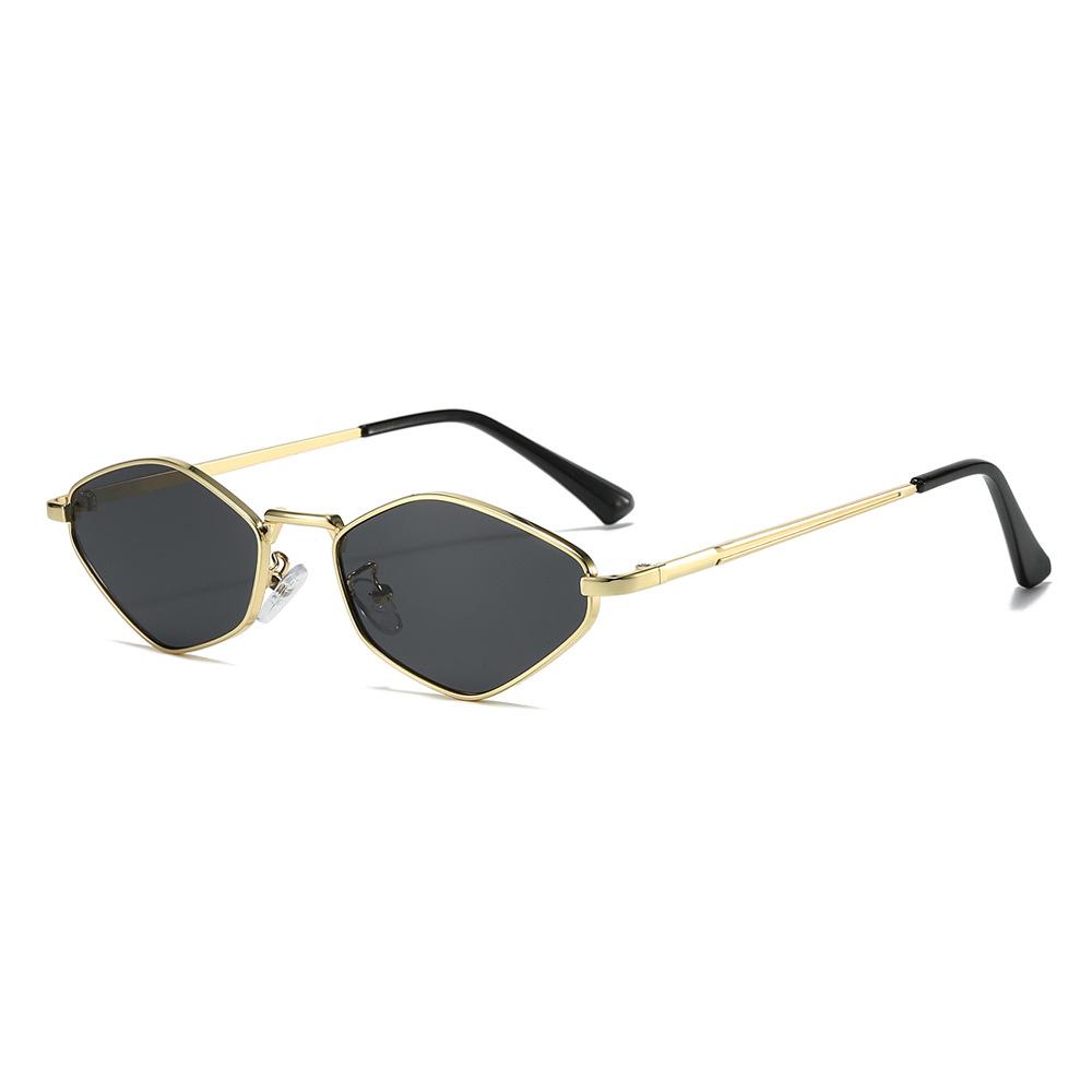 Polygonal sunglasses, high-end, small frame design, stylish metal sunglasses, trendy eyewear for both men and women, runway style