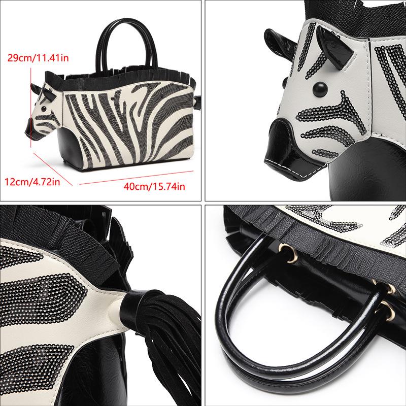 Dámská flitrová taška přes rameno se zebřím vzorem - Nový styl, Niche design, Kontrastní barva, Vysoce kvalitní textura, Osobnostní crossbody taška